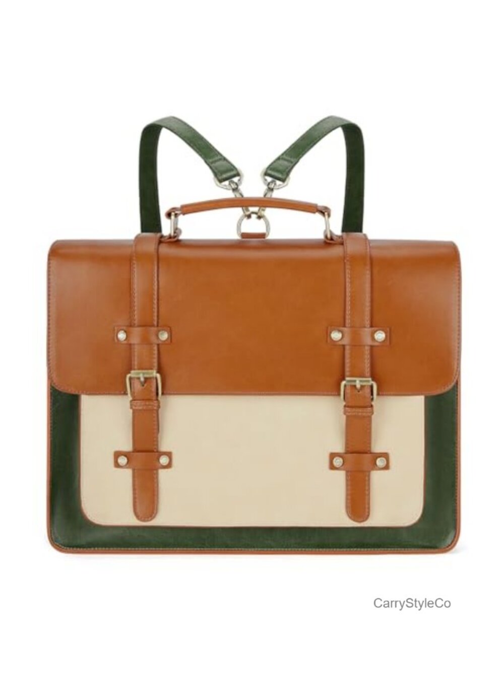 Vegan Leather Laptop Bag Convertible Briefcase Backpack Fits 15.6 inch